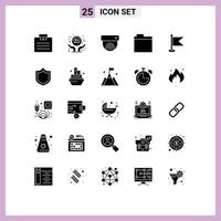 25 Creative Icons Modern Signs and Symbols of world location camera flag folder Editable Vector Design Elements