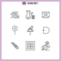 9 Thematic Vector Outlines and Editable Symbols of camping pin space maps heart Editable Vector Design Elements