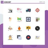 Set of 16 Modern UI Icons Symbols Signs for target finance party business help Editable Pack of Creative Vector Design Elements