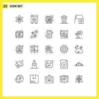 Line Pack of 25 Universal Symbols of tree plant machine environment shopping Editable Vector Design Elements