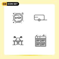 Stock Vector Icon Pack of 4 Line Signs and Symbols for board computer farmer table office Editable Vector Design Elements