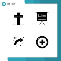 Pack of 4 Modern Solid Glyphs Signs and Symbols for Web Print Media such as celebration arrow easter graph curved Editable Vector Design Elements