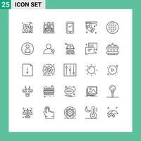 grupo de 25 líneas modernas establecidas para elementos de diseño de vectores editables de Android brillante portátil electrónico de foco