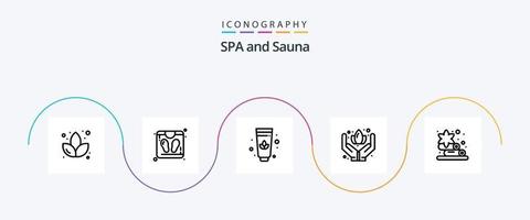paquete de iconos de línea de sauna 5 que incluye . mano. sauna vector