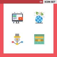 Pictogram Set of 4 Simple Flat Icons of blog drawing screen environment design Editable Vector Design Elements