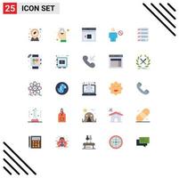 Group of 25 Flat Colors Signs and Symbols for data human page denied blocked Editable Vector Design Elements