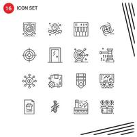 Group of 16 Outlines Signs and Symbols for finance gravitational holiday galaxy cosmos Editable Vector Design Elements