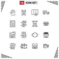 16 Thematic Vector Outlines and Editable Symbols of smart reader map hands truck Editable Vector Design Elements