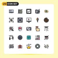 conjunto de 25 iconos de interfaz de usuario modernos signos de símbolos para encontrar hoja de tienda subasta en línea elementos de diseño vectorial editables vector