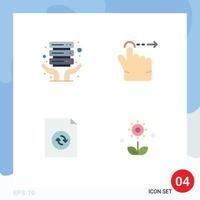 4 Universal Flat Icon Signs Symbols of internet hosting flora finger document flower Editable Vector Design Elements