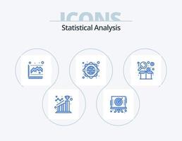 Statistical Analysis Blue Icon Pack 5 Icon Design. business. worldwide. target. global network. statistics vector