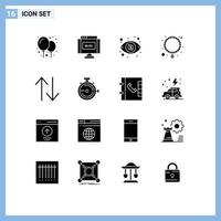 Group of 16 Solid Glyphs Signs and Symbols for management upside investment change pearl Editable Vector Design Elements