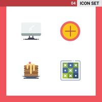 Editable Vector Line Pack of 4 Simple Flat Icons of computer wedding imac plus canada Editable Vector Design Elements