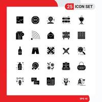 25 Universal Solid Glyphs Set for Web and Mobile Applications award bandage eco band video camera Editable Vector Design Elements