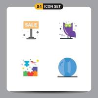 Set of 4 Modern UI Icons Symbols Signs for sale box sign halloween customer Editable Vector Design Elements