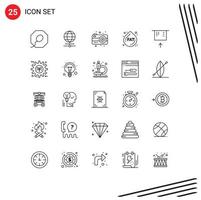 Mobile Interface Line Set of 25 Pictograms of gear eco photography money atm Editable Vector Design Elements