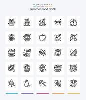 Creative Summer Food Drink 25 OutLine icon pack  Such As amanas comosus. summer. sushi. healthy food. food vector