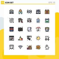 Modern Set of 25 Filled line Flat Colors and symbols such as tower building dinner web blogging blogger Editable Vector Design Elements