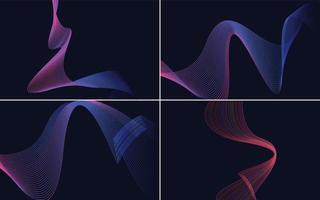 Set of 4 abstract waving line backgrounds for your designs vector