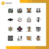 Mobile Interface Flat Color Filled Line Set of 16 Pictograms of insignia jewelry park earrings sharing Editable Creative Vector Design Elements