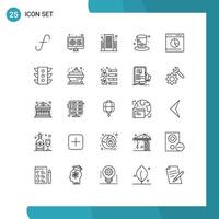 25 User Interface Line Pack of modern Signs and Symbols of e commerce building usa hat Editable Vector Design Elements