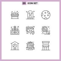 Modern Set of 9 Outlines and symbols such as grow development halloween business sleep Editable Vector Design Elements