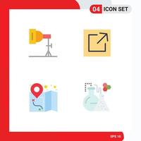 Mobile Interface Flat Icon Set of 4 Pictograms of light map studio share lab Editable Vector Design Elements