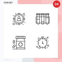 Stock Vector Icon Pack of 4 Line Signs and Symbols for management blood target tube disease Editable Vector Design Elements