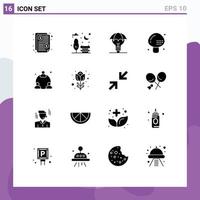 Modern Set of 16 Solid Glyphs Pictograph of web meal copyright food cooking Editable Vector Design Elements