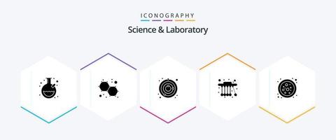 paquete de iconos de 25 glifos de ciencia que incluye . molécula. espacio. conexión. ciencia vector