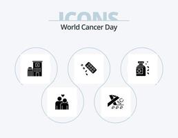 World Cancer Day Glyph Icon Pack 5 Icon Design. medical. building. health. hospital. cancer vector