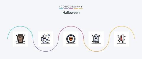 paquete de iconos de 5 planos llenos de línea de halloween que incluye miedo. Víspera de Todos los Santos. cielo. fantasma. horror vector