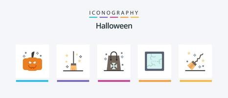 paquete de iconos de halloween flat 5 que incluye magia. escoba. Pascua de Resurrección. espejo. roto. diseño de iconos creativos vector