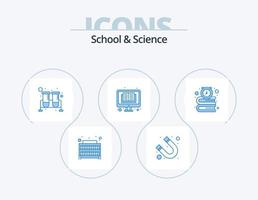 School And Science Blue Icon Pack 5 Icon Design. clock. digital dictionary. flask. reading. book vector