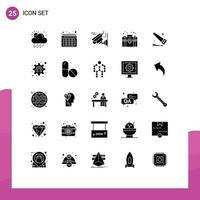 25 Thematic Vector Solid Glyphs and Editable Symbols of development tools technology hand private Editable Vector Design Elements