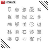 Stock Vector Icon Pack of 25 Line Signs and Symbols for digital envelope analysis email report Editable Vector Design Elements