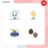 4 User Interface Flat Icon Pack of modern Signs and Symbols of antenna beet with leaves wifi cup food Editable Vector Design Elements