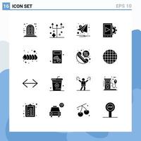 Set of 16 Modern UI Icons Symbols Signs for drop setting email design paper Editable Vector Design Elements