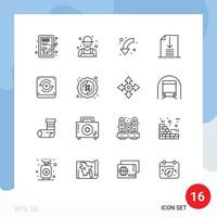 16 Creative Icons Modern Signs and Symbols of computing office rancher down left Editable Vector Design Elements