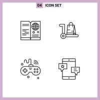 4 Creative Icons Modern Signs and Symbols of passport cart travel ecommerce internet Editable Vector Design Elements