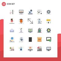 25 User Interface Flat Color Pack of modern Signs and Symbols of finance medical data health setting Editable Vector Design Elements