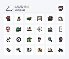 Ecommerce 25 Line Filled icon pack including shopping. basket. chat. shop. ecommerce vector