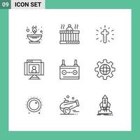 Modern Set of 9 Outlines and symbols such as webcam technology springs communications easter Editable Vector Design Elements