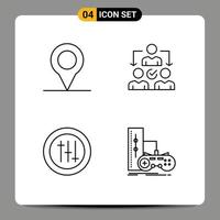 4 Thematic Vector Filledline Flat Colors and Editable Symbols of location game delegate options joystick Editable Vector Design Elements