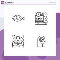 4 Creative Icons Modern Signs and Symbols of fish costume eat truck party Editable Vector Design Elements