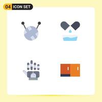 Set of 4 Vector Flat Icons on Grid for ball of wool desk pills hand home appliances Editable Vector Design Elements