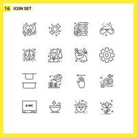 Set of 16 Vector Outlines on Grid for target business money audience view Editable Vector Design Elements