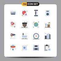 Group of 16 Flat Colors Signs and Symbols for technology electronics sick devices credit Editable Pack of Creative Vector Design Elements