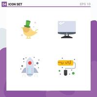 Pack of 4 Modern Flat Icons Signs and Symbols for Web Print Media such as bird rocket sparrow device startup Editable Vector Design Elements