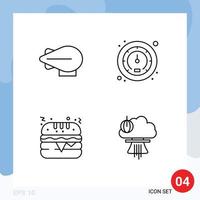 Modern Set of 4 Filledline Flat Colors and symbols such as airship explosion speed food special Editable Vector Design Elements